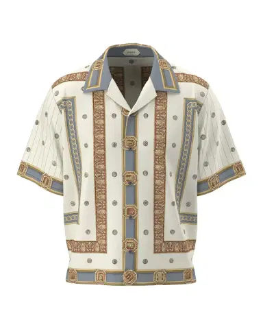 Versace Men's The Ringmaster Silk Twill Short-Sleeve Shirt | Thumbnail 2 Versace Men's The Ringmaster Silk Twill Short-Sleeve Shirt | Thumbnail 2
