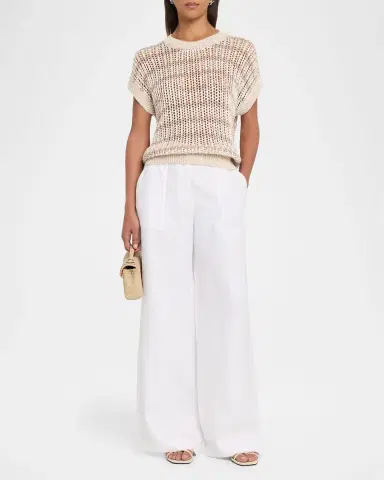 Peserico Tricot Open-Knit Striped Linen Sweater | Thumbnail 2 Peserico Tricot Open-Knit Striped Linen Sweater | Thumbnail 2