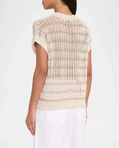 Peserico Tricot Open-Knit Striped Linen Sweater | Thumbnail 3 Peserico Tricot Open-Knit Striped Linen Sweater | Thumbnail 3