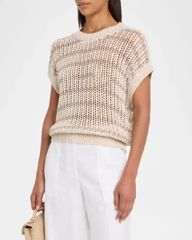 Peserico Tricot Open-Knit Striped Linen Sweater | Thumbnail 4 Peserico Tricot Open-Knit Striped Linen Sweater | Thumbnail 4