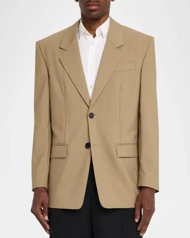 Saint Laurent Men's Wool and Mohair Oversized Two-Button Blazer | Thumbnail 3 Saint Laurent Men's Wool and Mohair Oversized Two-Button Blazer | Thumbnail 3