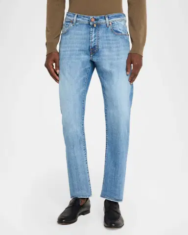 Jacob Cohen Men's Slim Stretch Faded Light-Wash Denim Jeans | Thumbnail 4 Jacob Cohen Men's Slim Stretch Faded Light-Wash Denim Jeans | Thumbnail 4
