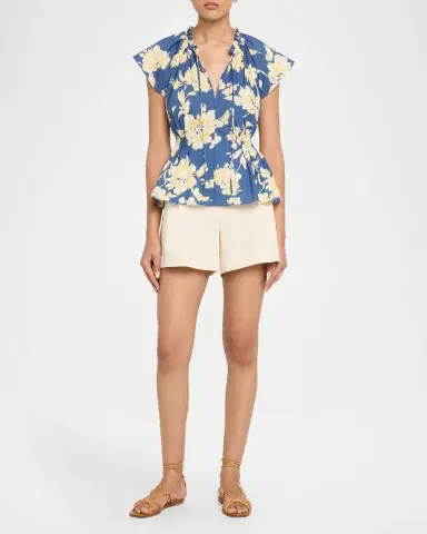 Tanya Taylor Ivana Smocked Floral Poplin Top | Thumbnail 2 Tanya Taylor Ivana Smocked Floral Poplin Top | Thumbnail 2