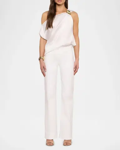 L'AGENCE Driselle Buckle-Embellished Satin Scarf Top | Thumbnail 2 L'AGENCE Driselle Buckle-Embellished Satin Scarf Top | Thumbnail 2