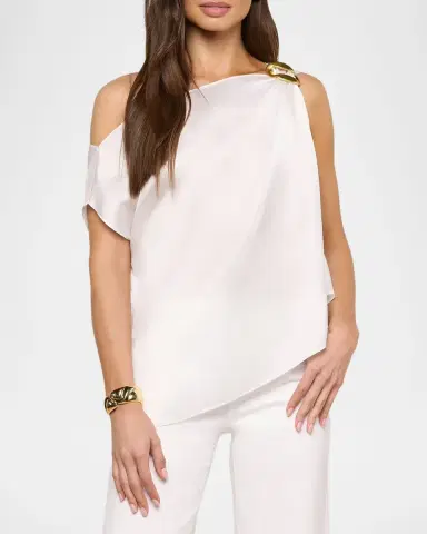 L'AGENCE Driselle Buckle-Embellished Satin Scarf Top | Thumbnail 4 L'AGENCE Driselle Buckle-Embellished Satin Scarf Top | Thumbnail 4