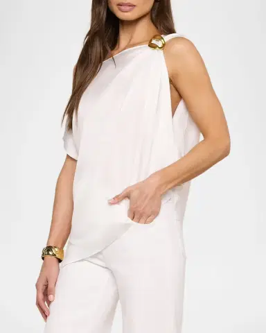 L'AGENCE Driselle Buckle-Embellished Satin Scarf Top | Thumbnail 6 L'AGENCE Driselle Buckle-Embellished Satin Scarf Top | Thumbnail 6