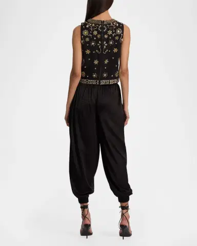 ALICE + OLIVIA Amal Embellished Linen Top | Thumbnail 3 ALICE + OLIVIA Amal Embellished Linen Top | Thumbnail 3