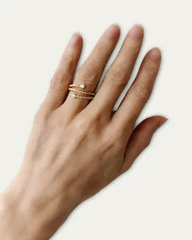 Haute Victoire Toi et Moi Hand-Twisted 18K Yellow Gold Diamond Ring, Size | Thumbnail 2 Haute Victoire Toi et Moi Hand-Twisted 18K Yellow Gold Diamond Ring, Size | Thumbnail 2