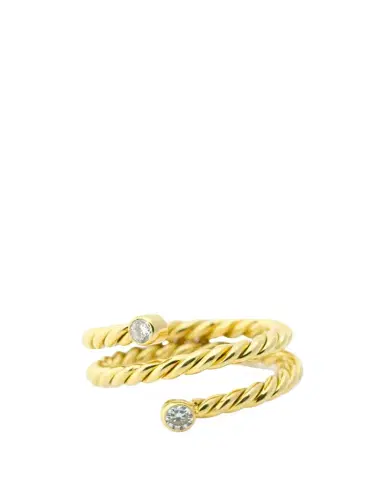Haute Victoire Toi et Moi Hand-Twisted 18K Yellow Gold Diamond Ring, Size | Thumbnail 1 Haute Victoire Toi et Moi Hand-Twisted 18K Yellow Gold Diamond Ring, Size | Thumbnail 1