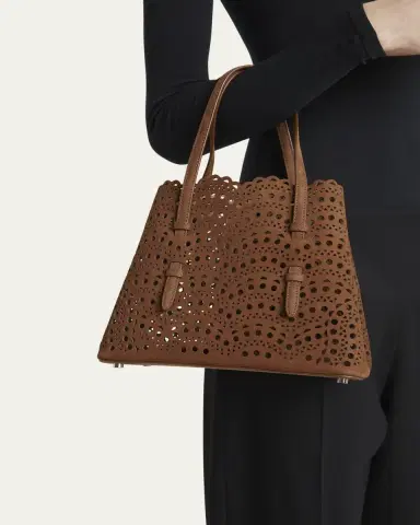 Alaïa Mina 25 Tote Bag in Perforated Nubuck Leather | Thumbnail 2 Alaïa Mina 25 Tote Bag in Perforated Nubuck Leather | Thumbnail 2