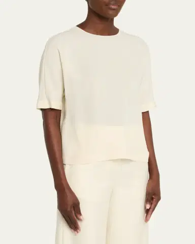 Giorgio Armani Silk Hidden-Zip T-Shirt | Thumbnail 4 Giorgio Armani Silk Hidden-Zip T-Shirt | Thumbnail 4