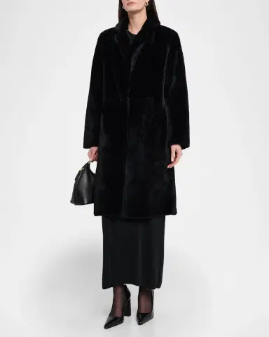 Yves Salomon Ironed Lamb Shearling Coat | Thumbnail 4 Yves Salomon Ironed Lamb Shearling Coat | Thumbnail 4