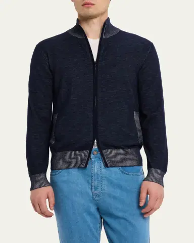 Fioroni Men's Vanise Cashmere and Cotton Full-Zip Sweater | Thumbnail 4 Fioroni Men's Vanise Cashmere and Cotton Full-Zip Sweater | Thumbnail 4