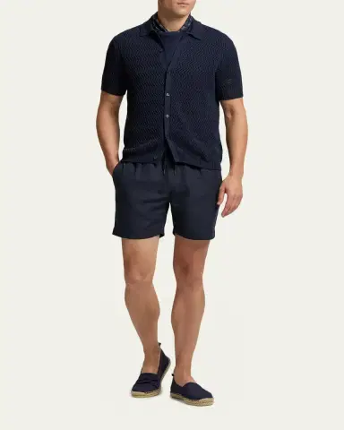 Ralph Lauren Purple Label Men's Cotton Textured Knit Short-Sleeve Shirt | Thumbnail 2 Ralph Lauren Purple Label Men's Cotton Textured Knit Short-Sleeve Shirt | Thumbnail 2