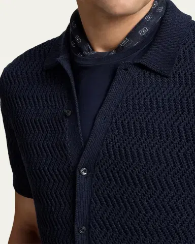 Ralph Lauren Purple Label Men's Cotton Textured Knit Short-Sleeve Shirt | Thumbnail 5 Ralph Lauren Purple Label Men's Cotton Textured Knit Short-Sleeve Shirt | Thumbnail 5