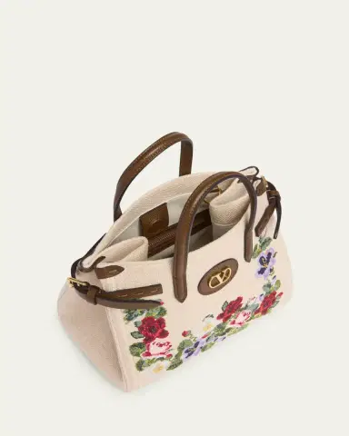 Valentino Garavani Antibes Small Floral-Embroidered Shopping Tote Bag | Thumbnail 4 Valentino Garavani Antibes Small Floral-Embroidered Shopping Tote Bag | Thumbnail 4