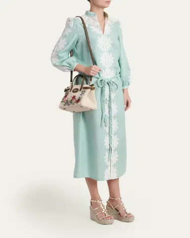 Valentino Garavani Antibes Small Floral-Embroidered Shopping Tote Bag | Thumbnail 5 Valentino Garavani Antibes Small Floral-Embroidered Shopping Tote Bag | Thumbnail 5