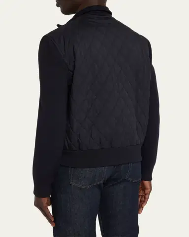 Loro Piana Men's Hopton Quilted Full-Zip Bomber Jacket | Thumbnail 3 Loro Piana Men's Hopton Quilted Full-Zip Bomber Jacket | Thumbnail 3