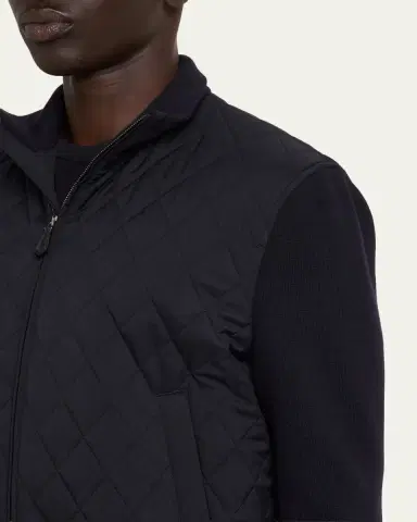 Loro Piana Men's Hopton Quilted Full-Zip Bomber Jacket | Thumbnail 5 Loro Piana Men's Hopton Quilted Full-Zip Bomber Jacket | Thumbnail 5