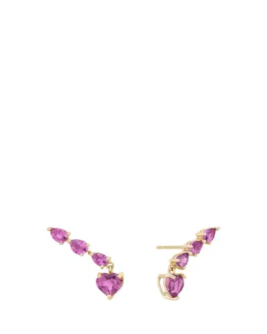 Lana Pink Sapphire Heart and Pear Crawler Earrings | Thumbnail 1 Lana Pink Sapphire Heart and Pear Crawler Earrings | Thumbnail 1