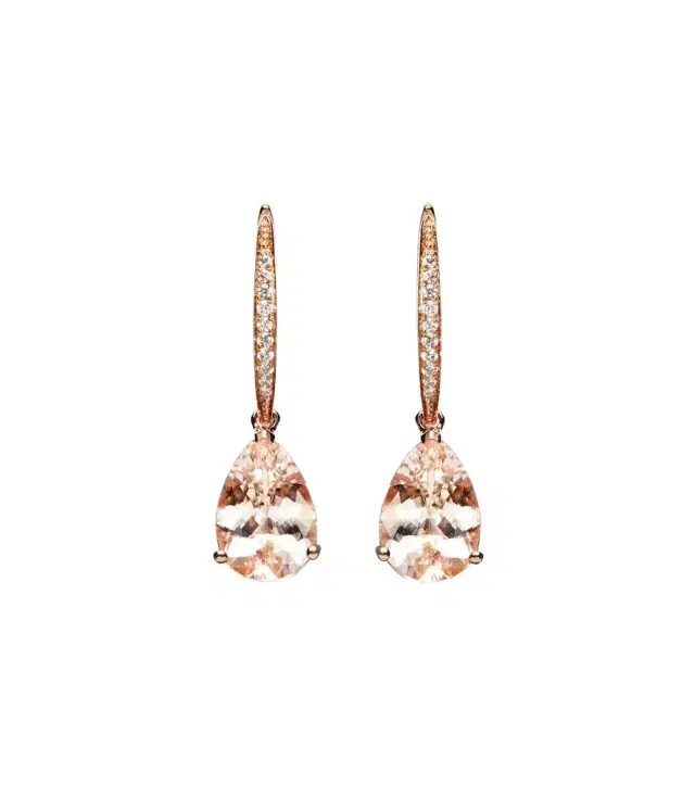 Blush 18kt rose gold earrings with diamonds and morganites Blush 18kt rose gold earrings with diamonds and morganites