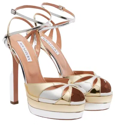 Aquazzura Moves 130 mirrored leather platform sandals | Thumbnail 1 Aquazzura Moves 130 mirrored leather platform sandals | Thumbnail 1