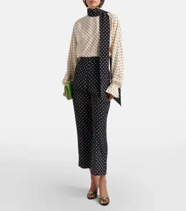 Valentino Silk crêpe de chine polka-dot straight pants | Thumbnail 4 Valentino Silk crêpe de chine polka-dot straight pants | Thumbnail 4