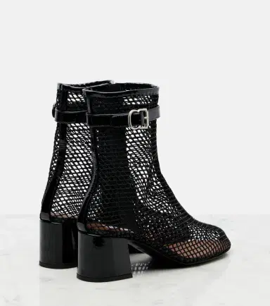 Alaïa Alaïa Fishnet patent leather-trimmed ankle boots | Thumbnail 3 Alaïa Alaïa Fishnet patent leather-trimmed ankle boots | Thumbnail 3