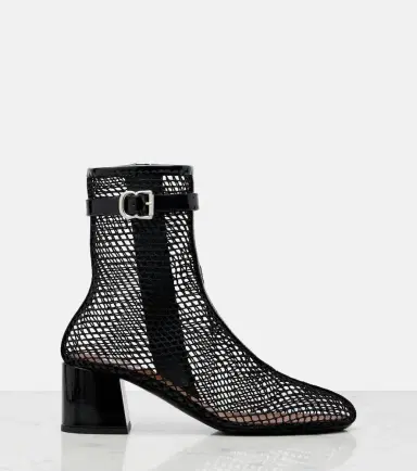 Alaïa Alaïa Fishnet patent leather-trimmed ankle boots | Thumbnail 4 Alaïa Alaïa Fishnet patent leather-trimmed ankle boots | Thumbnail 4