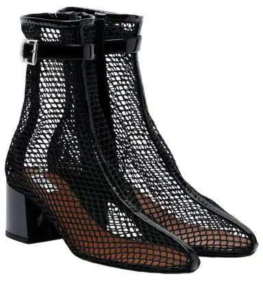 Alaïa Alaïa Fishnet patent leather-trimmed ankle boots | Thumbnail 1 Alaïa Alaïa Fishnet patent leather-trimmed ankle boots | Thumbnail 1
