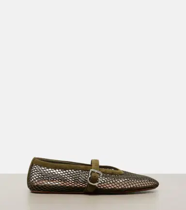Alaïa Alaïa Suede-trimmed fishnet ballet flats | Thumbnail 2 Alaïa Alaïa Suede-trimmed fishnet ballet flats | Thumbnail 2