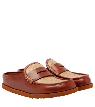 Birkenstock 1774 Naples leather-trimmed woven mules | Thumbnail 1 Birkenstock 1774 Naples leather-trimmed woven mules | Thumbnail 1