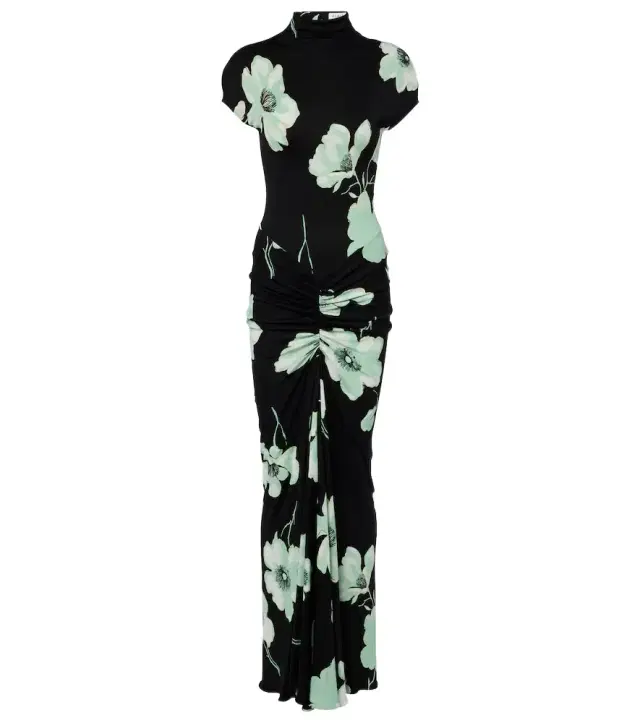 Alaia Alaïa Floral ruched jersey maxi dress