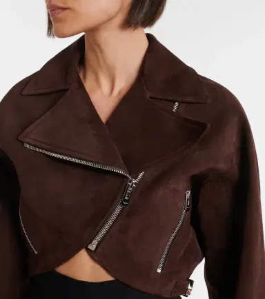 Alaïa Alaïa Cropped suede biker jacket | Thumbnail 4 Alaïa Alaïa Cropped suede biker jacket | Thumbnail 4