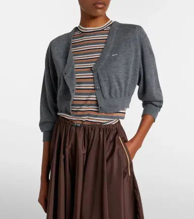 Prada Striped cotton and silk T-shirt | Thumbnail 2 Prada Striped cotton and silk T-shirt | Thumbnail 2