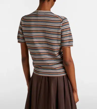 Prada Striped cotton and silk T-shirt | Thumbnail 3 Prada Striped cotton and silk T-shirt | Thumbnail 3