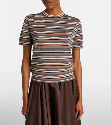 Prada Striped cotton and silk T-shirt | Thumbnail 4 Prada Striped cotton and silk T-shirt | Thumbnail 4