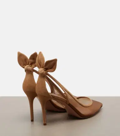 Aquazzura Bow Tie suede-trimmed mesh pumps | Thumbnail 2 Aquazzura Bow Tie suede-trimmed mesh pumps | Thumbnail 2
