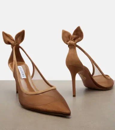 Aquazzura Bow Tie suede-trimmed mesh pumps | Thumbnail 4 Aquazzura Bow Tie suede-trimmed mesh pumps | Thumbnail 4