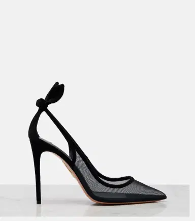 Aquazzura Bow Tie suede-trimmed mesh pumps | Thumbnail 3 Aquazzura Bow Tie suede-trimmed mesh pumps | Thumbnail 3