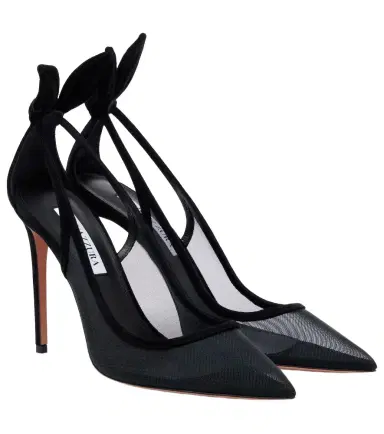 Aquazzura Bow Tie suede-trimmed mesh pumps | Thumbnail 1 Aquazzura Bow Tie suede-trimmed mesh pumps | Thumbnail 1