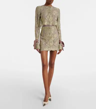 Saint Laurent Silk-trimmed lace minidress | Thumbnail 3 Saint Laurent Silk-trimmed lace minidress | Thumbnail 3