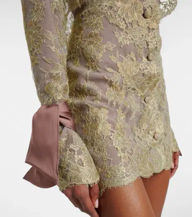 Saint Laurent Silk-trimmed lace minidress | Thumbnail 4 Saint Laurent Silk-trimmed lace minidress | Thumbnail 4