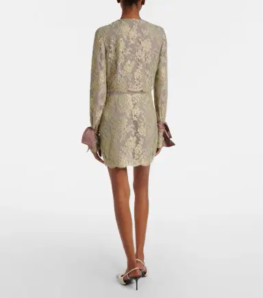 Saint Laurent Silk-trimmed lace minidress | Thumbnail 5 Saint Laurent Silk-trimmed lace minidress | Thumbnail 5