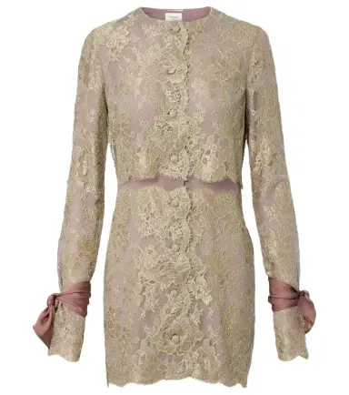 Saint Laurent Silk-trimmed lace minidress | Thumbnail 1 Saint Laurent Silk-trimmed lace minidress | Thumbnail 1