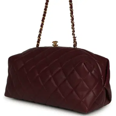 Chanel Chanel Large Quilted Clutch with Chain Dark Burgundy Lambskin Gold Hardware | Thumbnail 5 Chanel Chanel Large Quilted Clutch with Chain Dark Burgundy Lambskin Gold Hardware | Thumbnail 5