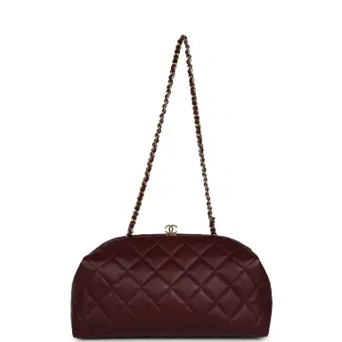 Chanel Chanel Large Quilted Clutch with Chain Dark Burgundy Lambskin Gold Hardware | Thumbnail 7 Chanel Chanel Large Quilted Clutch with Chain Dark Burgundy Lambskin Gold Hardware | Thumbnail 7