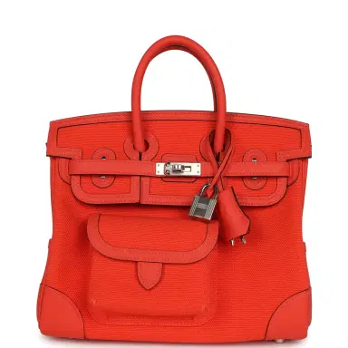 HERMÈS Hermes Birkin 25 Cargo Orange Field Toile Goeland and Swift Palladium Hardware | Thumbnail 1 HERMÈS Hermes Birkin 25 Cargo Orange Field Toile Goeland and Swift Palladium Hardware | Thumbnail 1