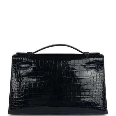 HERMÈS Hermes Kelly Pochette Bleu Saphir Shiny Porosus Crocodile Gold Hardware | Thumbnail 4 HERMÈS Hermes Kelly Pochette Bleu Saphir Shiny Porosus Crocodile Gold Hardware | Thumbnail 4