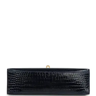 HERMÈS Hermes Kelly Pochette Bleu Saphir Shiny Porosus Crocodile Gold Hardware | Thumbnail 6 HERMÈS Hermes Kelly Pochette Bleu Saphir Shiny Porosus Crocodile Gold Hardware | Thumbnail 6